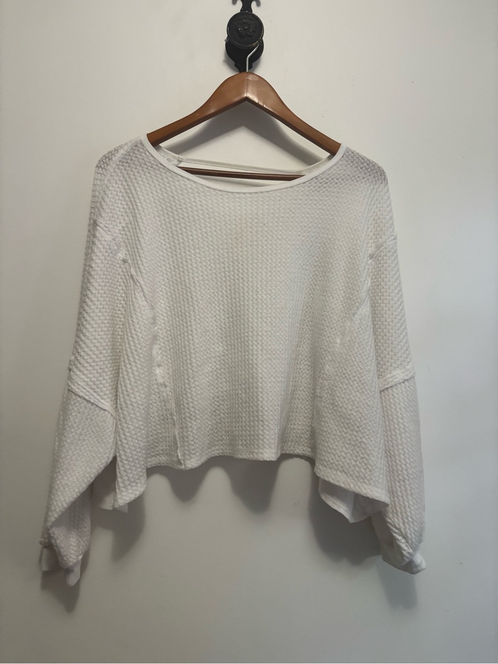 We The Free White Textured Boatneck Pullover